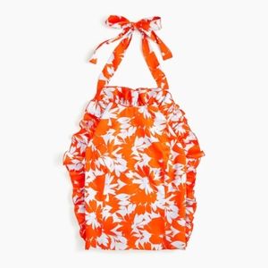 Nwt j crew ruffled wrap halter top in orange shale - S